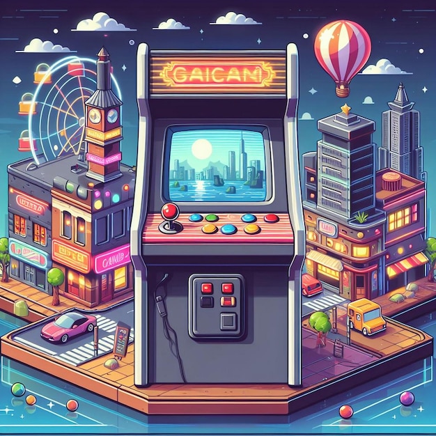 Illustration de jeu d'arcade rétro