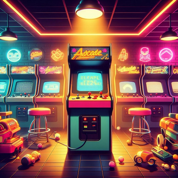 Illustration de jeu d'arcade rétro