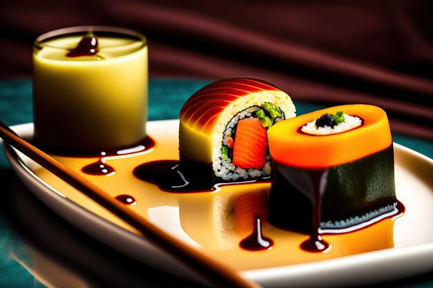 Illustration de jeu de rouleaux de sushi japonais