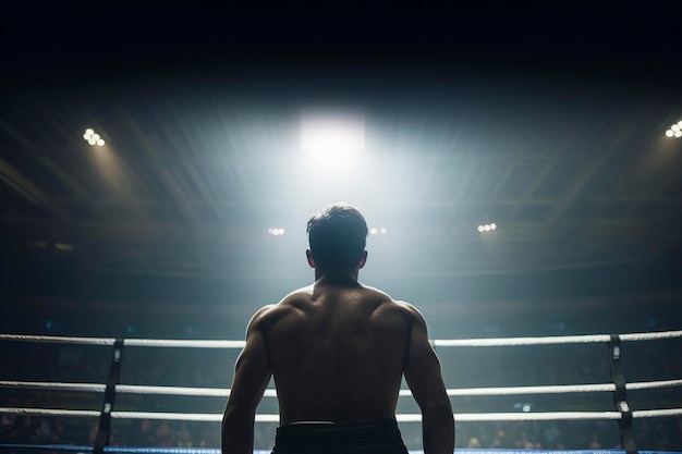 illustration un jeune boxeur debout dans le ring ai génératif