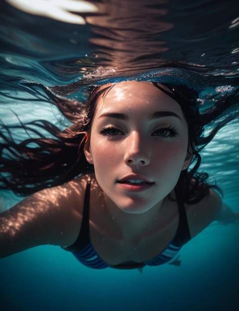 Illustration d'une jeune fille sous l'eau