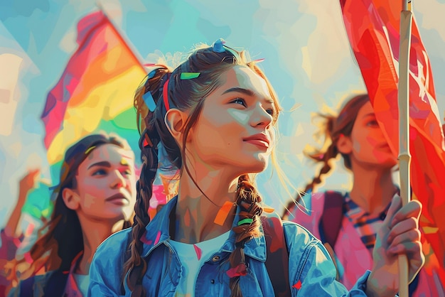 Une illustration de jeunes défenseurs des droits des LGBTQ