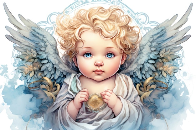 illustration d'un joli petit ange avec des ailes générées par l'IA