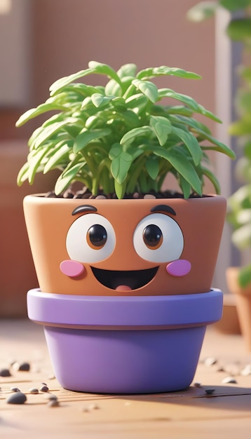 Illustration d'une jolie plante en pot de dessin animé