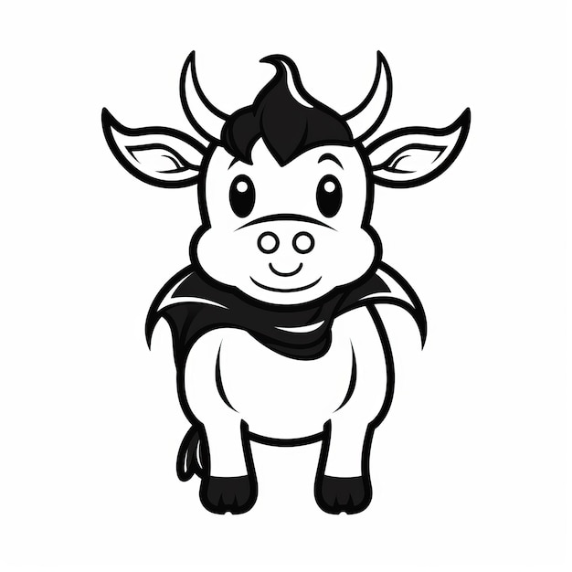 Illustration d'une jolie vache dans une casquette sur fond blanc