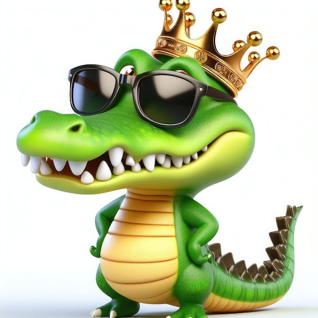 Illustration d'un jouet d'alligator vêtu d'un costume et de lunettes de soleil créées avec la technologie d'intelligence artificielle générative