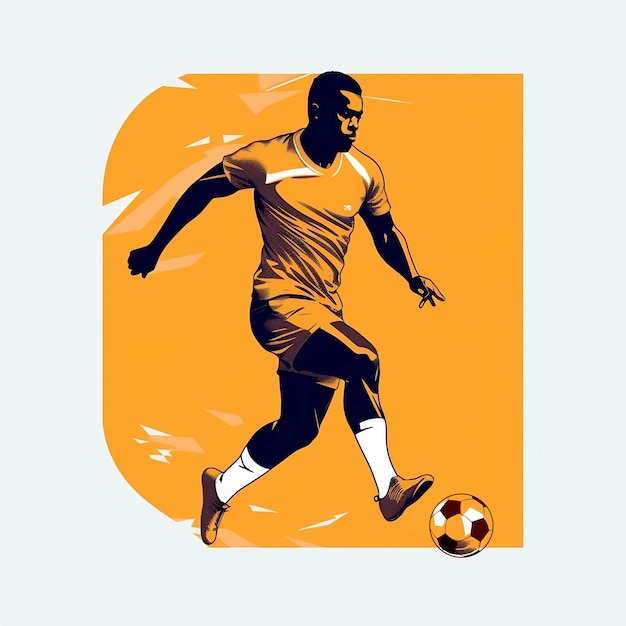 Une illustration d'un joueur de football dans une chemise jaune et un short frappant un ballon