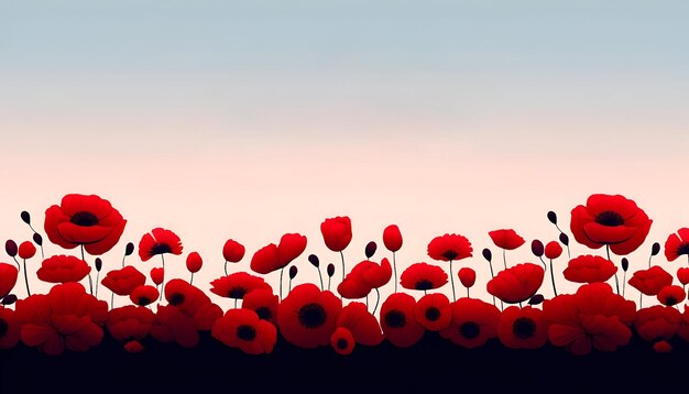 Photo illustration de la journée d'anzac avec des fleurs de pavot rouge et un endroit pour le texte