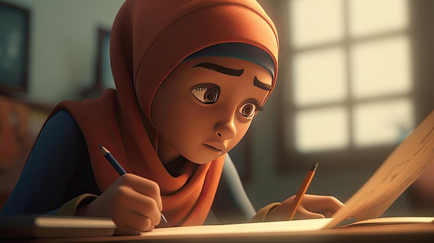 Illustration de la journée du hijab de belles jeunes femmes portant le hijab dans le style Disney