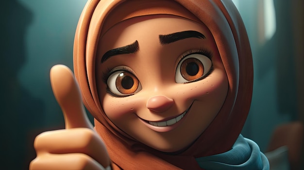 Illustration de la journée du hijab de belles jeunes femmes portant le hijab dans le style Disney