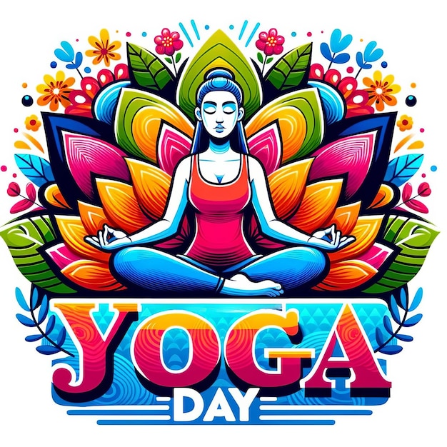 Illustration de la journée internationale du yoga sur fond blanc