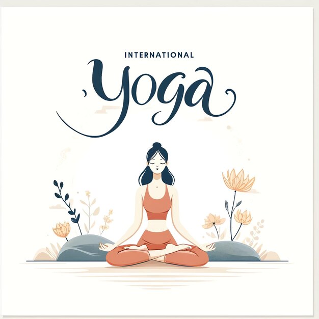 Illustration de la journée internationale du yoga sur fond blanc