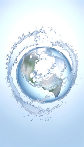 Illustration de la journée mondiale de l'eau avec un globe terrestre et des éclaboussures d'eau