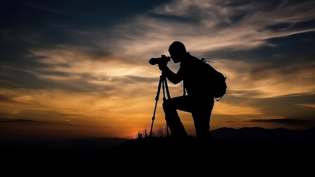 Illustration de la journée mondiale de la photographie avec un photographe prenant des photos AI générative