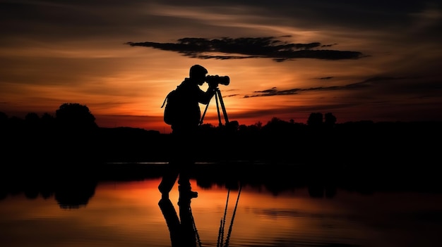 Illustration de la journée mondiale de la photographie avec un photographe prenant des photos AI générative