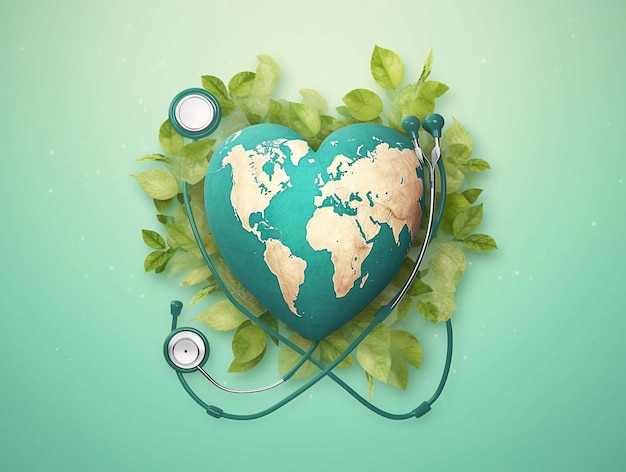 Illustration de la journée de la santé de la Terre et du stéthoscope générée par l'IA