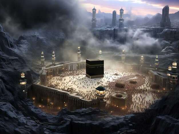 illustration de la Kaaba à La Mecque Génératif ai