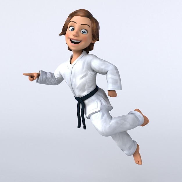 Une illustration de karateka de fille de dessin animé 3D amusante