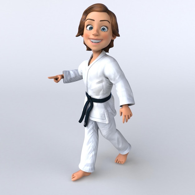 Une illustration de karateka de fille de dessin animé 3D amusante
