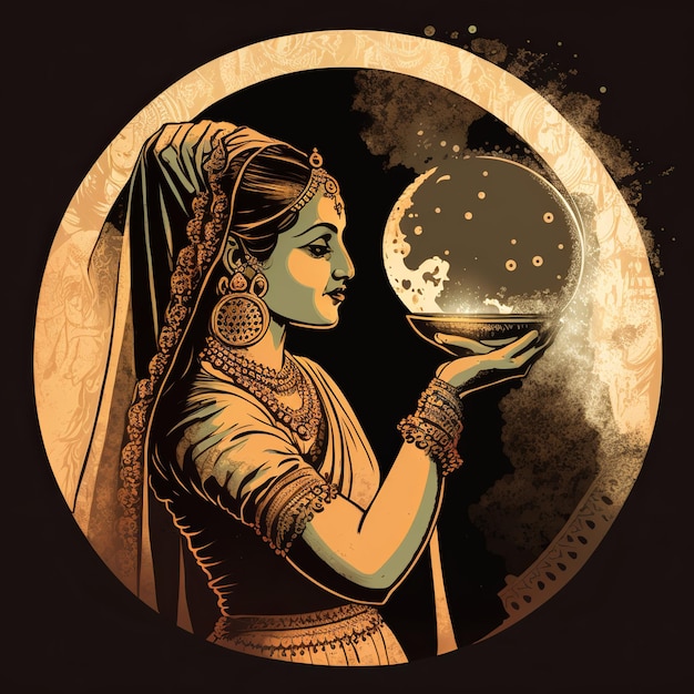 Illustration de Karva Chauth Generative Ai