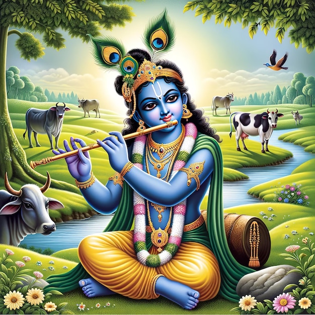 L'illustration de Krishna Janmashtami est une illustration de Krishna.