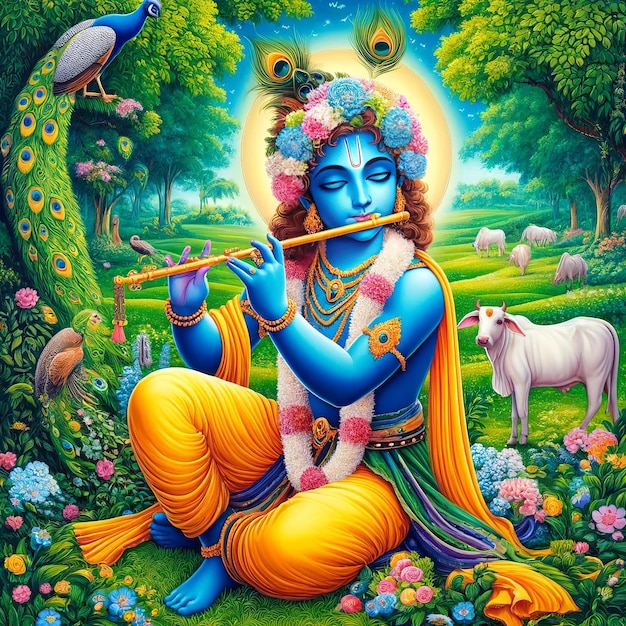 L'illustration de Krishna Janmashtami est une illustration de Krishna.