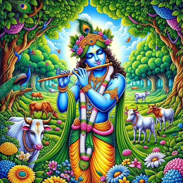 L'illustration de Krishna Janmashtami est une illustration de Krishna.