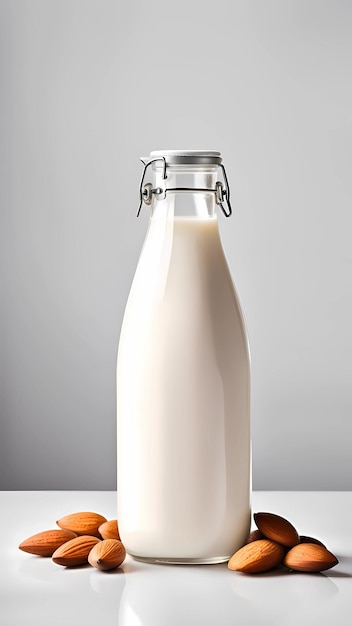 Illustration de lait d'amande sain en bouteille