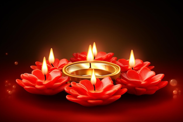 Illustration de la lampe à fleurs de Diwali sur un fond étincelant