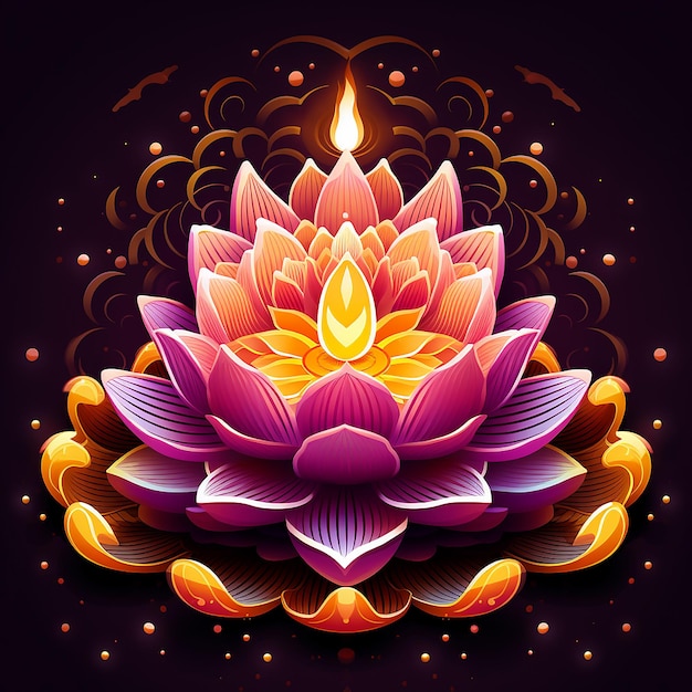 Illustration de lampe à fleurs Diwali sur fond mousseux