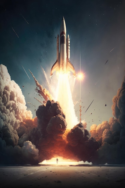 Illustration de lancement de vaisseau spatial fusée