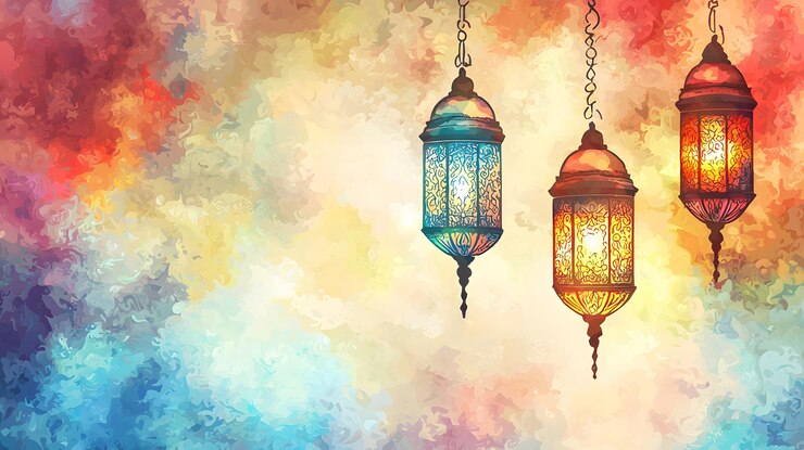 Photo illustration de lanterne à l'aquarelle islamique du ramadan et de l'aïd pour diverses utilisations