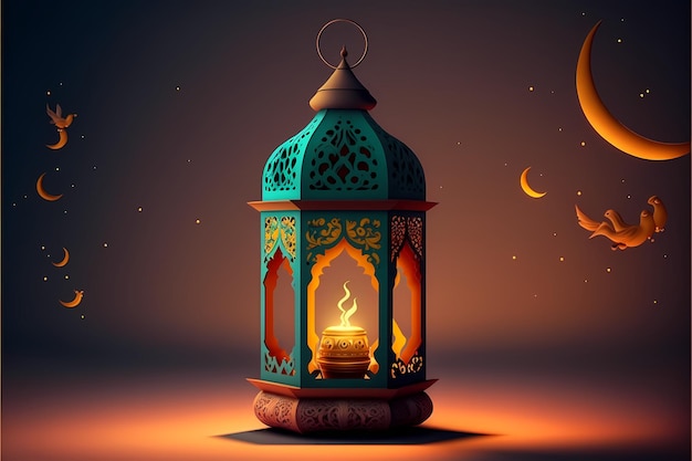 Illustration de la lanterne du Ramadan, rendu 3D