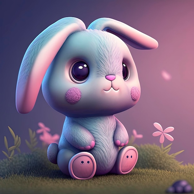 illustration de lapin mignon en ai créative de style de rendu 3d