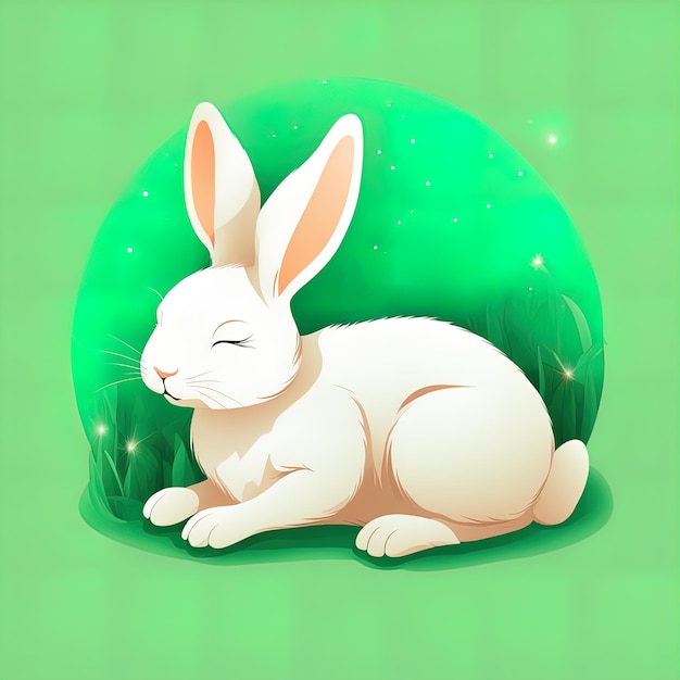 illustration d'un lapin mignon sur fond vert