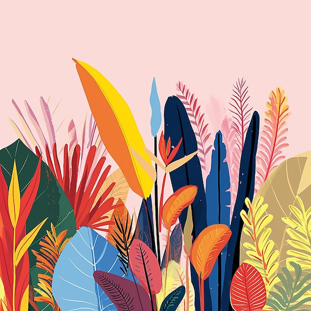 Photo illustration légère de plantes tropicales rares individuelles debout telles que l'oiseau du paradis monstera