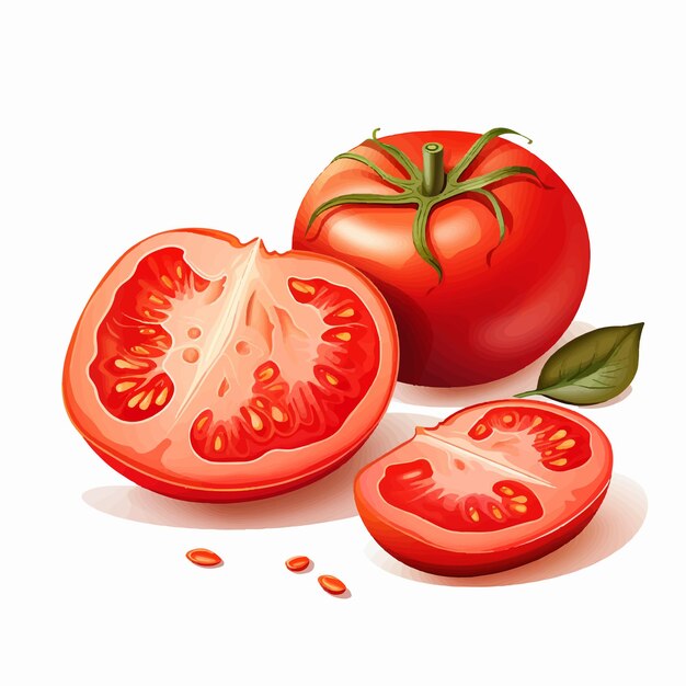 Illustration de légumes de tomates à fond blanc coupé entier