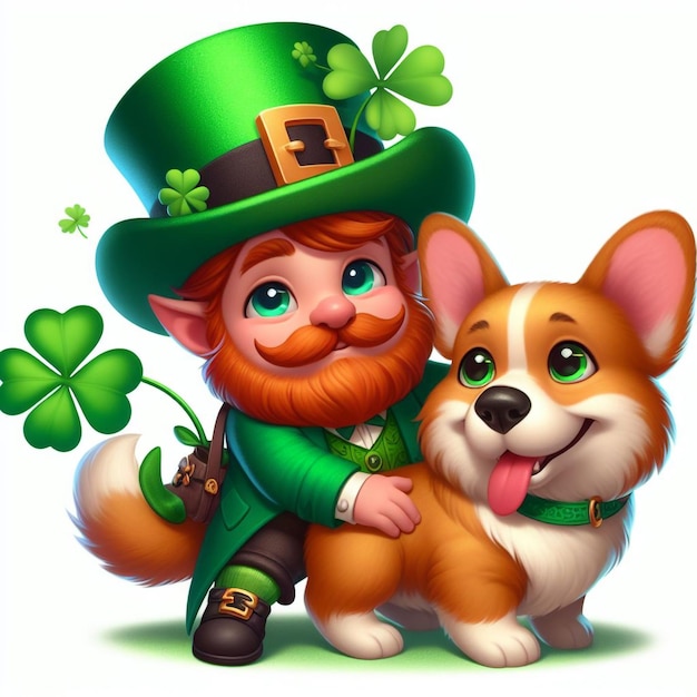 Illustration d'un leprechaun amical avec un teint rose et un scintillement malicieux dans ses yeux