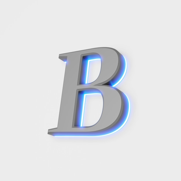 Photo illustration de la lettre b rougeoyante sur fond blanc. illustration 3d