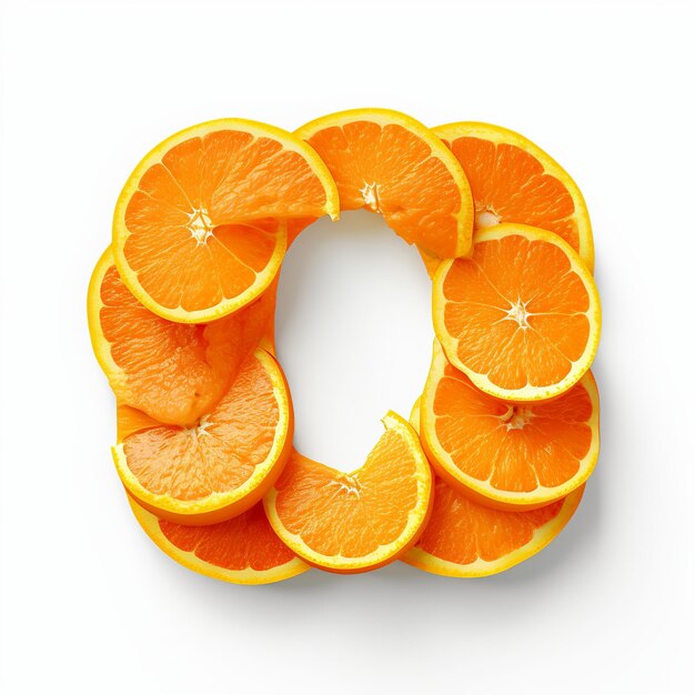 illustration de la lettre C faite d'oranges vue de face très détaillée