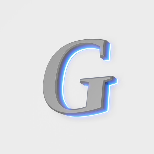 Illustration de la lettre G rougeoyante sur fond blanc. illustration 3D