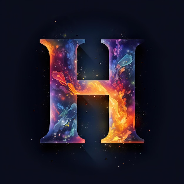 Illustration de la lettre H colorée cosmique