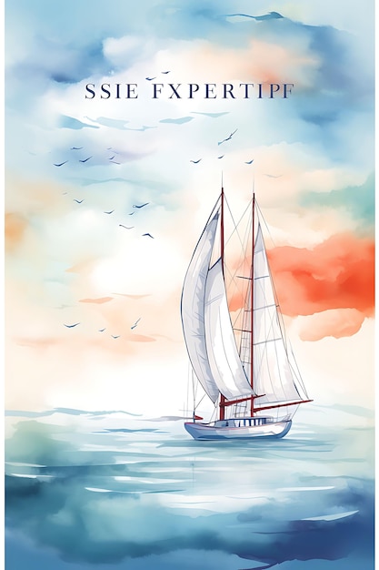 Photo illustration la liberté et la sérénité de la voile colors frais et rafraîchissants affiche artistique sportive 2d plate