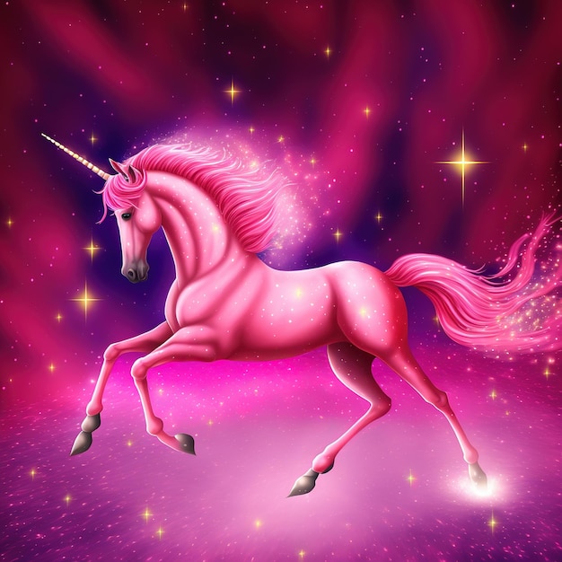 Illustration d'une licorne rose ravissante avec un éclat magique