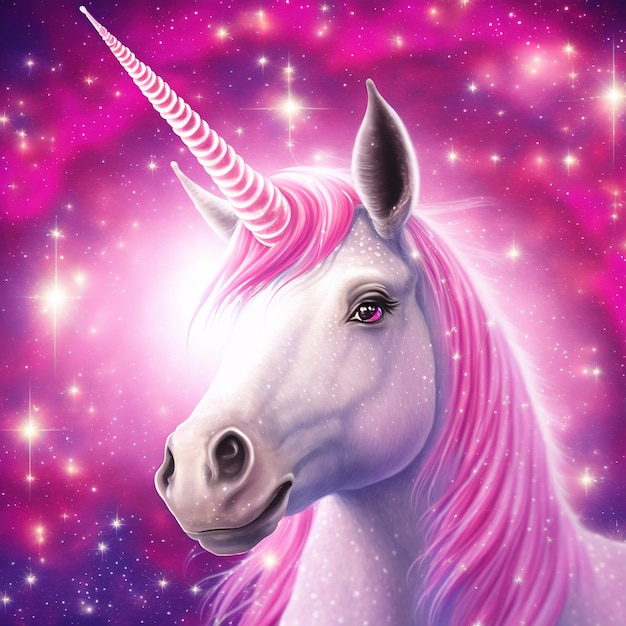 Illustration d'une licorne rose ravissante avec un éclat magique
