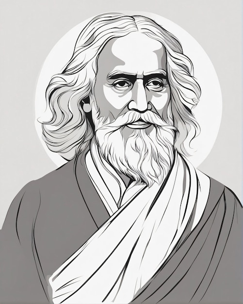 L'illustration de la ligne de Rabindranath Tagore