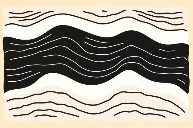 Illustration de lignes ondulées minimalistes en noir sur un fond beige doux illustration de haute qualité