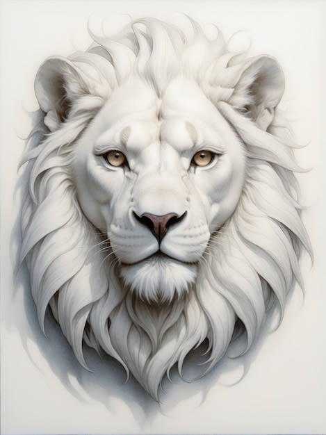 Illustration d'un lion blanc aux yeux jaunes