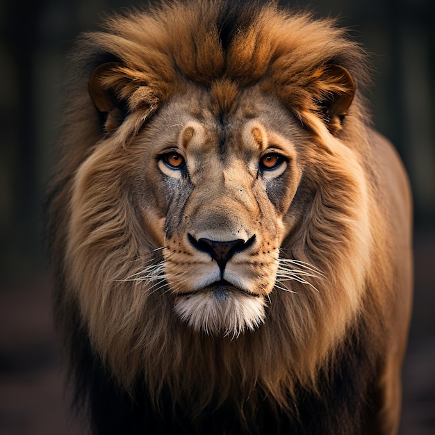 illustration d'un lion majestueux regarde directement la caméra