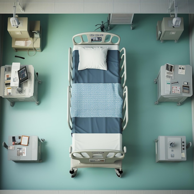 Illustration d'un lit d'hôpital vu d'en haut d'une photo commerciale